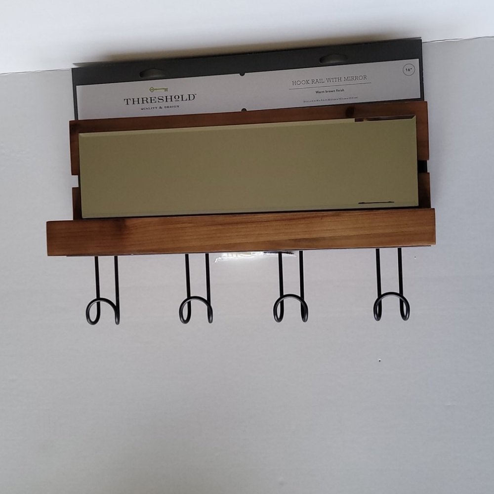 Threshold Hook Rail With Mirror (Brown)